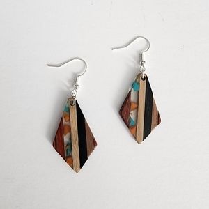 GEOMETRIC Wood Earrings, Long Wood Earrings